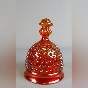 VINTAGE IMPERIAL GLASS RUBI GOLD CARNIVAL GLASS HOBNAIL DINNER BELL